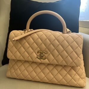 Coco Chanel beige quilted caviar, medium coco top
